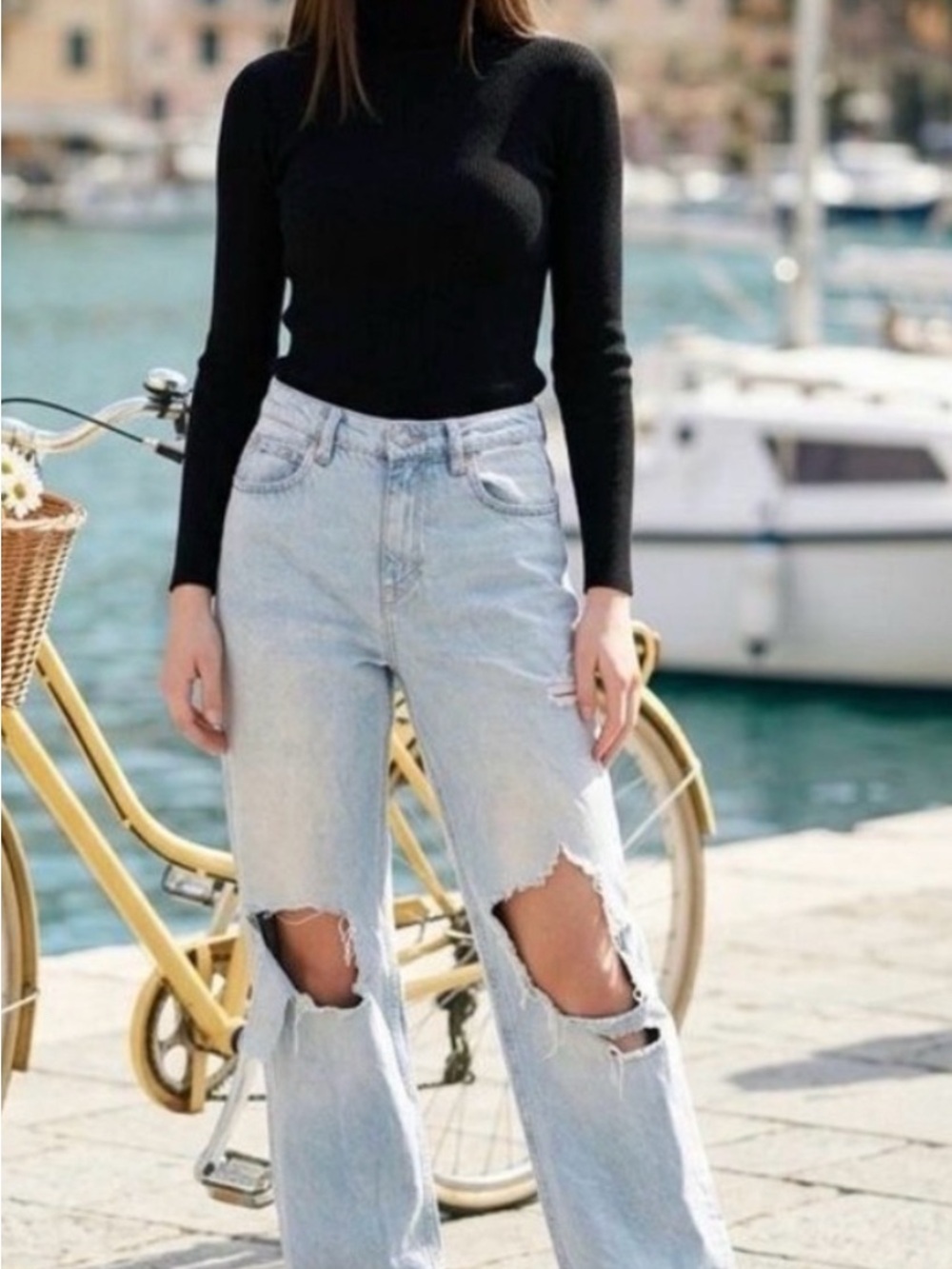 We The Free Light Blue Ripped Boyfriend Jeans